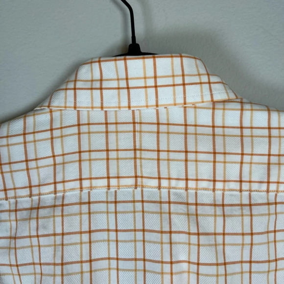 Peter Millar Men’s 15R Plaid Button Up Shirt Orange White Cotton Checkered Small - Picture 9 of 11